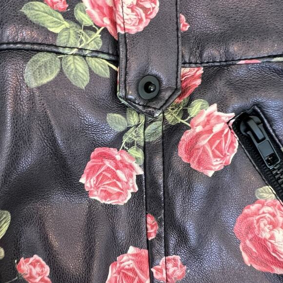 For Love And Lemons Wren Mini Skirt Roses, Faux Leather, Romantic Sexy, SZ M - Picture 5 of 10